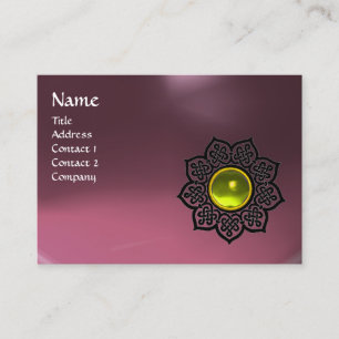 TARJETA DE VISITA FLOR CELTA NEGRA MONOGRAMA DE GEM PIEDRA PRECIOSA