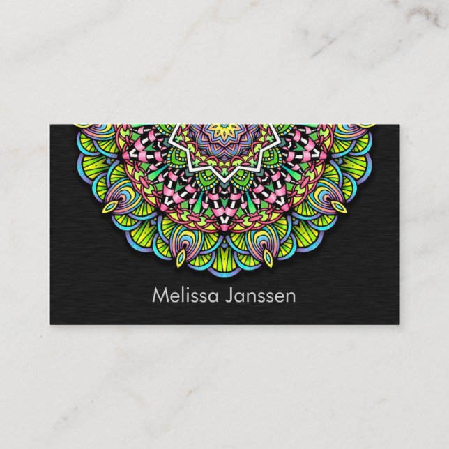 Tarjeta De Visita Flor colorida - Mandala (Anverso)