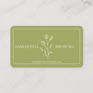 Tarjeta De Visita Flor con Marco de Verde Amarillo Beige