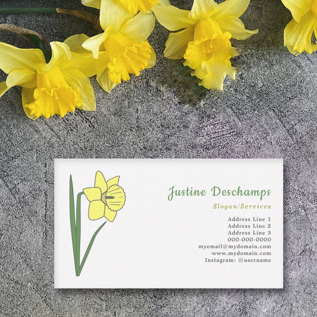 Tarjeta De Visita Flor Daffodil Pastel Botánico (Botanical Daffodil Business Card)