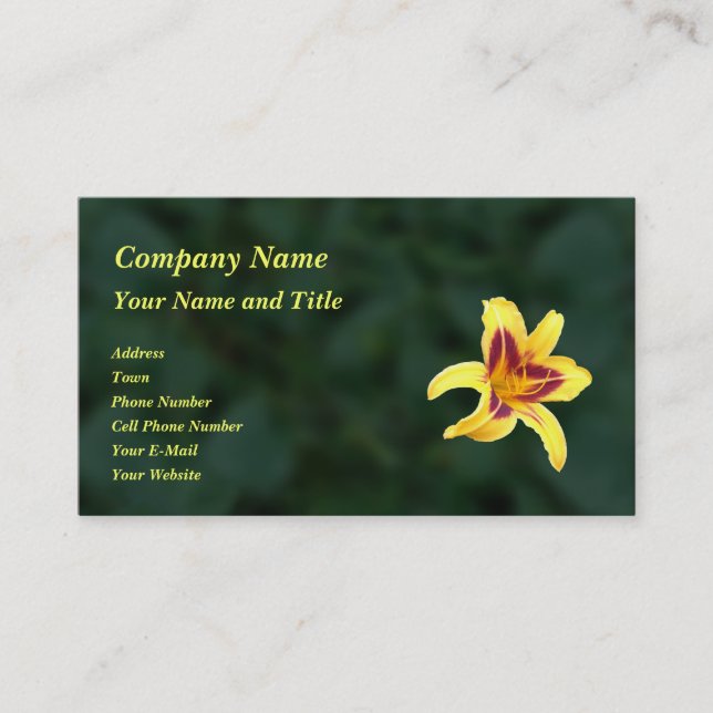 Tarjeta De Visita Flor Daylily amarilla con rojo, hemerocallis: (Anverso)