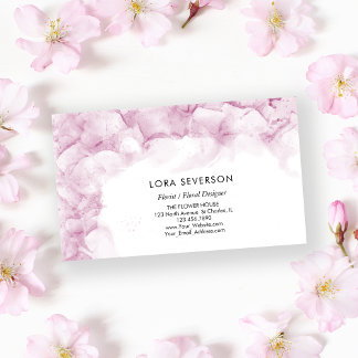 Tarjeta De Visita Flor de acuarela de hidrangea rosa