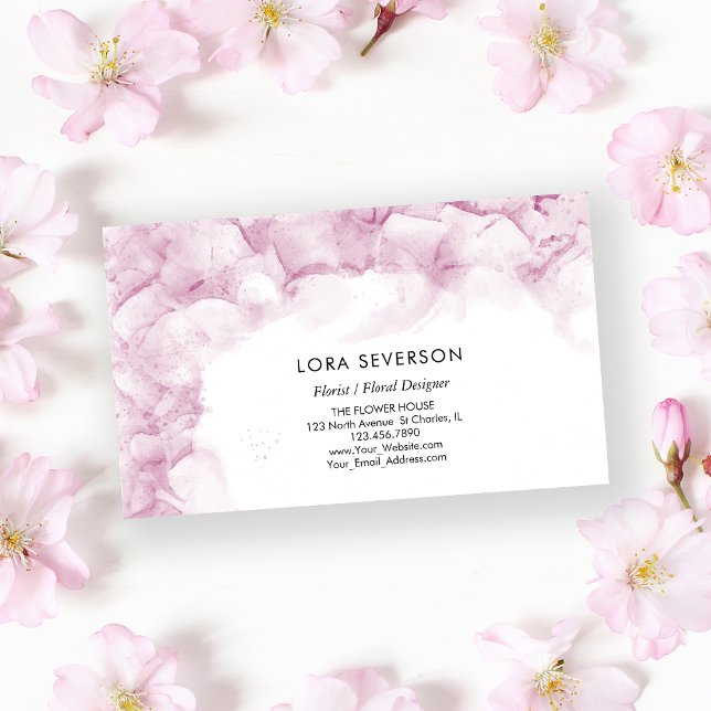 Tarjeta De Visita Flor de acuarela de hidrangea rosa (Subido por el creador)