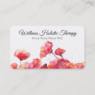 Tarjeta De Visita *~* Flor de adormidera roja floral moderna