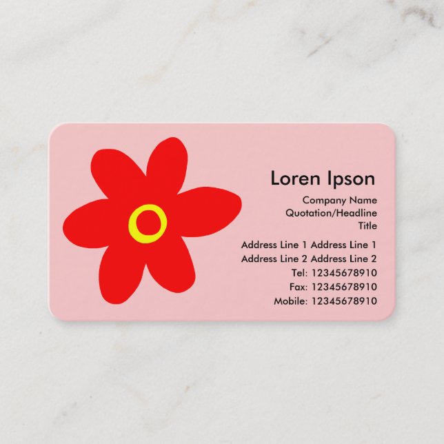 Tarjeta De Visita Flor de Amapola - Rosa (FFCCCC) (Anverso)