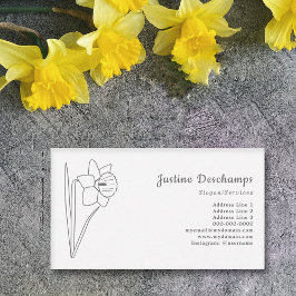 Tarjeta De Visita Flor de arte de la línea Daffodil botánica