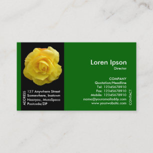 Tarjeta De Visita Flor de banda lateral negra - Lisianthus amarillo