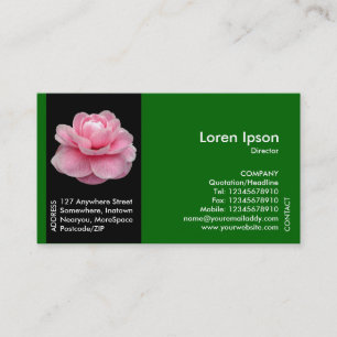 Tarjeta De Visita Flor de banda negra - Camellia rosa II - Verde
