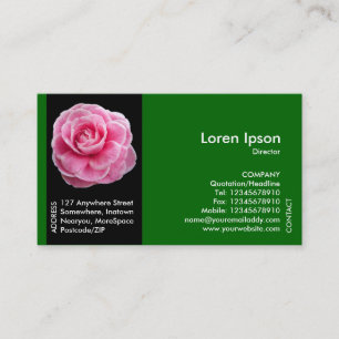 Tarjeta De Visita Flor de banda negra - Camellia rosa - Verde