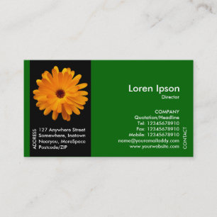 Tarjeta De Visita Flor de banda negra - Marigold Naranja - Verde