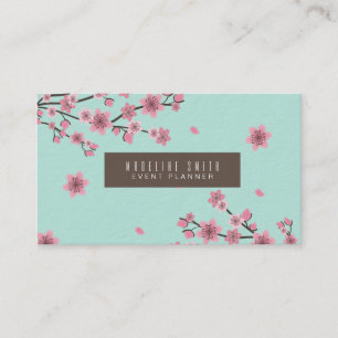 Tarjeta De Visita Flor de Cerezo Botánico Caída Pétalos Arte Rosa