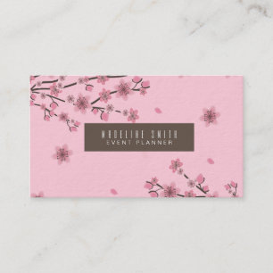 Tarjeta De Visita Flor de Cerezo Botánico Caída Pétalos Arte Rosa