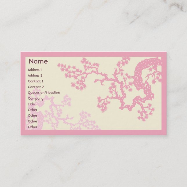 Tarjeta De Visita Flor de cerezo - negocio (Anverso)