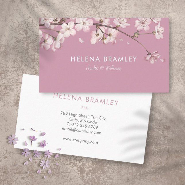 Tarjeta De Visita Flor de cerezo rosa moderna simple (Simple Modern Pink Blossom Business Card)