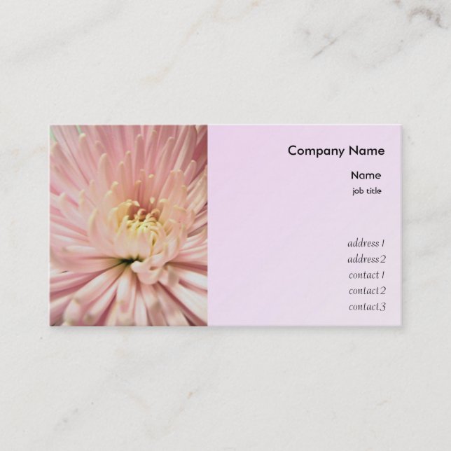 Tarjeta De Visita flor de crisantemo rosa claro (Anverso)
