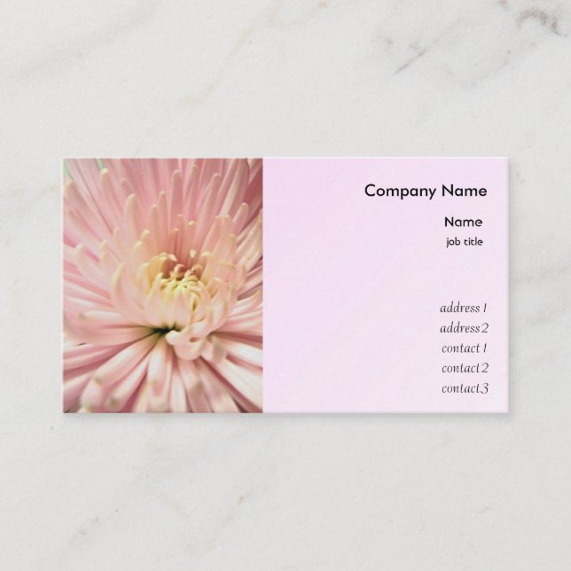 Tarjeta De Visita flor de crisantemo rosa claro (Anverso)