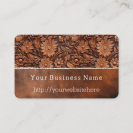 Tarjeta De Visita Flor de cuero falso marrón occidental