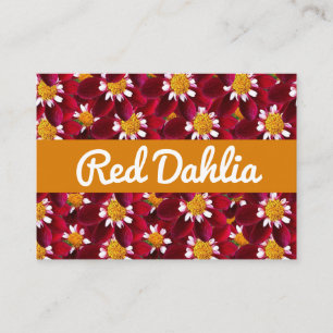 Tarjeta De Visita Flor de Dalia Roja Floral