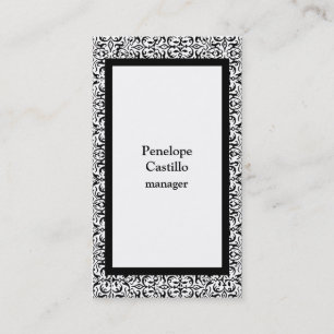 Tarjeta De Visita Flor de época Ornate Estilo Negro y Blanco