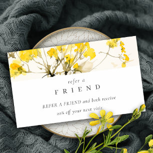 Tarjeta De Visita Flor De Flor Amarilla Boho Floral Refiera A Un Ami