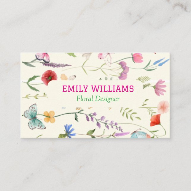 Tarjeta De Visita Flor de Flor Silvestre Personalizada (Anverso)