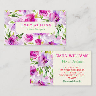 Tarjeta De Visita Flor de Flor Silvestre Personalizada
