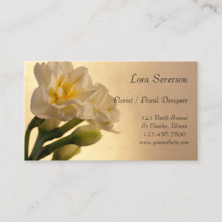 Tarjeta De Visita Flor de flores blancas de dos hojas