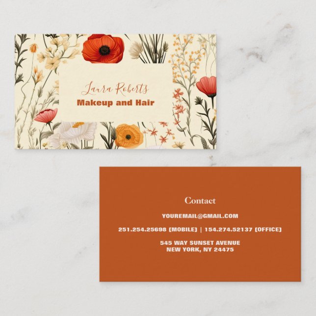 Tarjeta De Visita Flor de flores silvestres moderna y elegante (Anverso / Reverso)