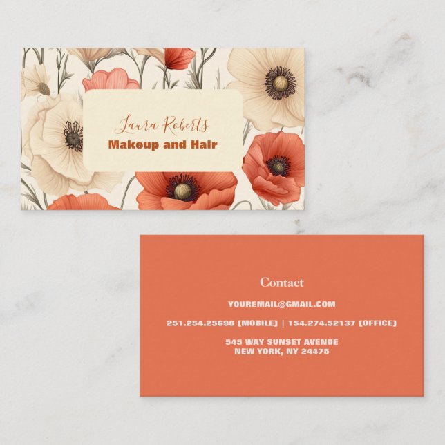 Tarjeta De Visita Flor de flores silvestres moderna y elegante (Anverso / Reverso)
