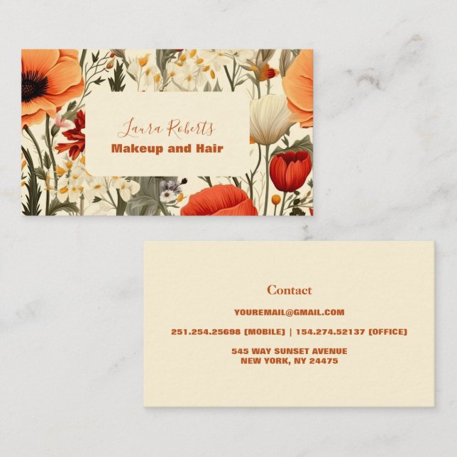 Tarjeta De Visita Flor de flores silvestres moderna y elegante (Anverso / Reverso)
