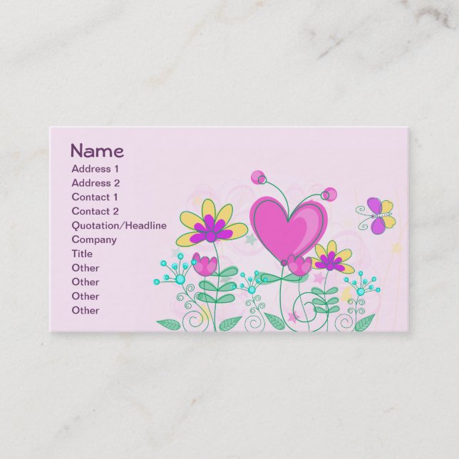 Tarjeta De Visita Flor de fruta Guay Cute Girly Retro Floral (Anverso)