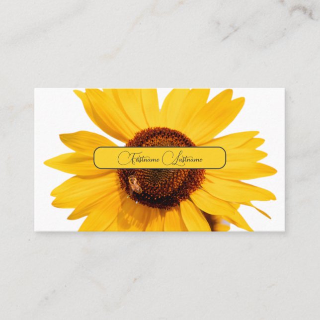 Tarjeta De Visita Flor de girasol amarillo elegante rectángulo gris (Anverso)