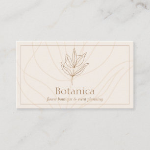 Tarjeta De Visita Flor de Helecho de Hoja Minimalista Marfil