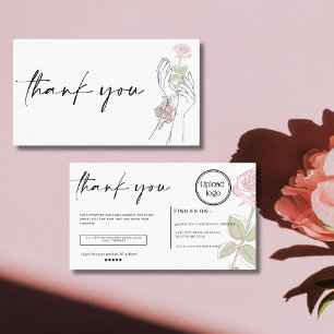 Tarjeta De Visita Flor de ilustracion minimalista gracias