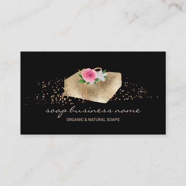 Tarjeta De Visita Flor de Jabón Brillo Negro (Anverso)