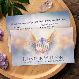 Tarjeta De Visita Flor de la vida - Alas de ángel - Reiki