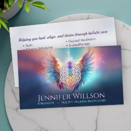 Tarjeta De Visita Flor de la vida - Alas de ángel - Reiki