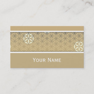 Tarjeta De Visita Flor de la vida - modelo inconsútil - beige azul