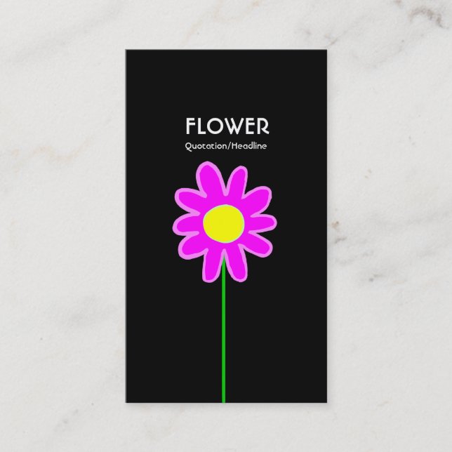 Tarjeta De Visita Flor de largo tamaño III - Negro (Anverso)