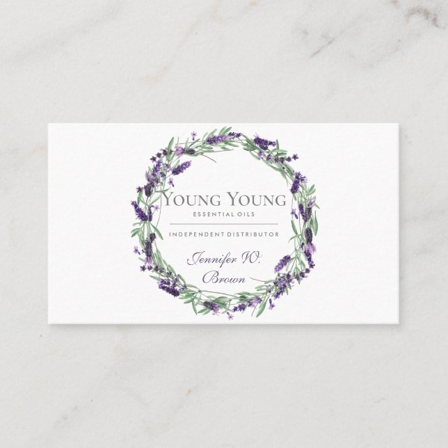 Tarjeta De Visita Flor de lavanda púrpura de aceites esenciales (Anverso)
