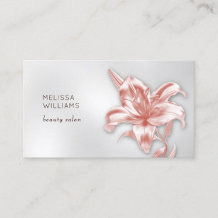 Tarjeta De Visita Flor de Lily 3D metálica de Rubor
