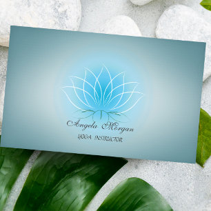 Tarjeta De Visita Flor de Loto Azul Elegante Encantador Profesional