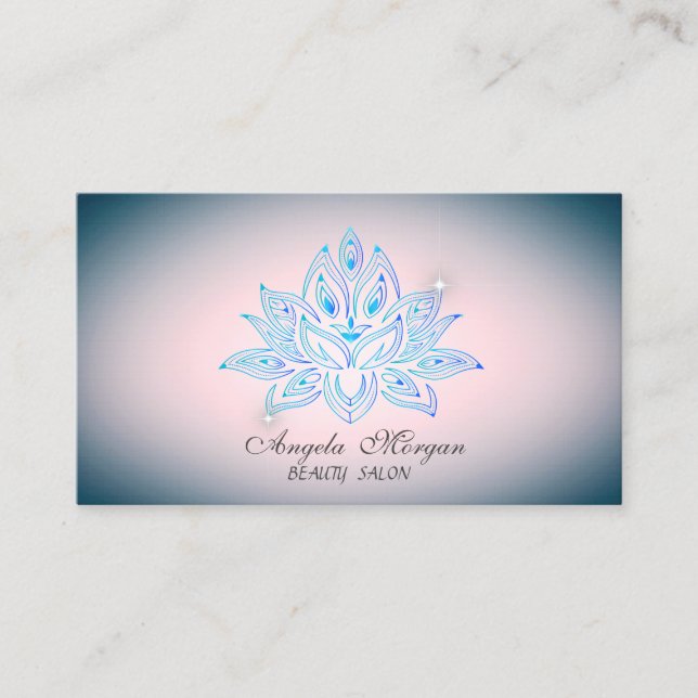 Tarjeta De Visita Flor de Loto Azul Profesional (Anverso)