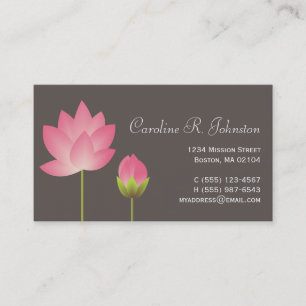 Tarjeta De Visita Flor de loto blanco rosado moderno gris personal