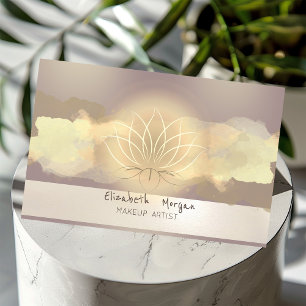Tarjeta De Visita Flor de Loto con Pinceladas Modernas de Acuarela