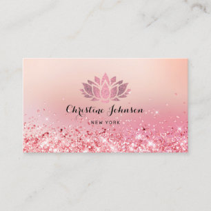 Tarjeta De Visita flor de loto de oro rosa