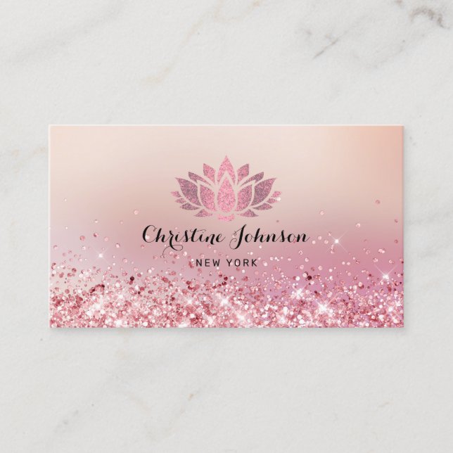 Tarjeta De Visita flor de loto de oro rosa (Anverso)