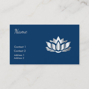 Tarjeta De Visita Flor de loto de plata de la mirada en azul de