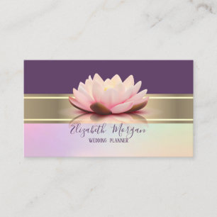 Tarjeta De Visita Flor de Loto de Raya Dorada Moderna y Elegante