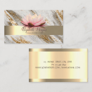 Tarjeta De Visita Flor de Loto Dorado Brillo Yoga